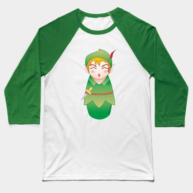 Kokeshi Peter Pan Baseball T-Shirt by Pendientera
